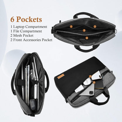 15 15.6 16 17 17.3 inch Laptop Computer PC Shoulder Bag Carrying Case, Water-Repellent Briefcase