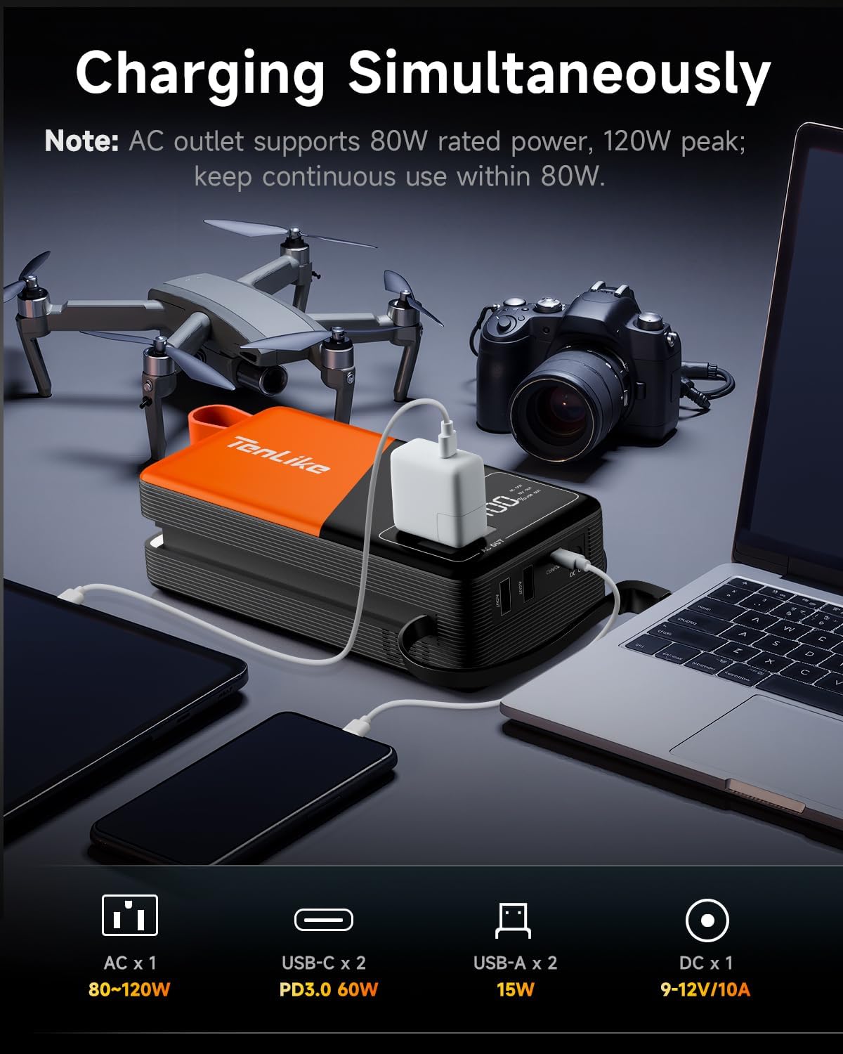 Portable Power Station 99.9Wh Power Bank for Camping Essentials Small Electric Generator Large Lithium Battery with 110V 80W Rated 120W Peak AC Plug in Output 60W Type-C Home Backup Outdoor Emergency