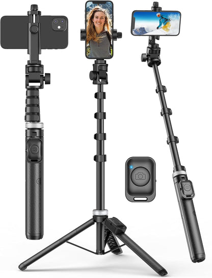 Selfie Stick for iPhone:Selfie Stick Tripod with Remote,Tripod for Video Recording,is Content Creator's Vlogging Kit,Compatible with Android, Camera, Also a Gopro Trip