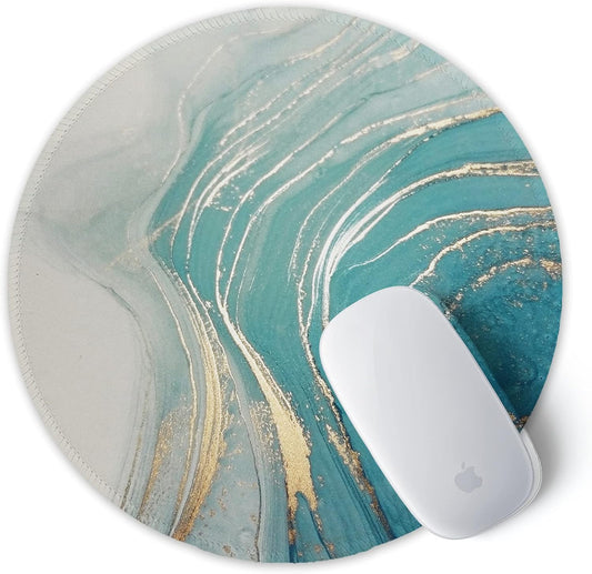 ITNRSIIET Round Mouse Pad with Stitched Edge Premium-Textured Waterproof Non-Slip Rubber Base Desktop Protection Mat Diameter 8.7 inches, Annual Ring Marbling