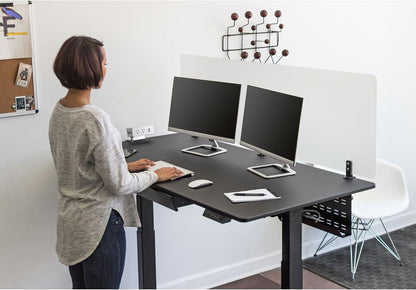 Stand Up Desk Store Under Desk Cable Management Tray Black Horizontal Computer Cord Raceway and Modesty Panel (Black, 51")