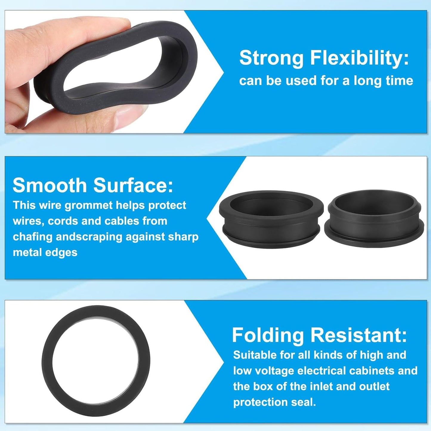 PATIKIL 50.6mm / 2 Inch Drill Hole,1-3/4 Inch ID Rubber Grommets, 3Pcs Top Hat Grommet for Wiring Eyelet Ring Gasket Automotive Firewall Cable Hole Plugs Wires Protection, Black