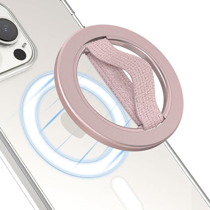 EWA MagOne Solo Phone Grip with Replaceable Elastic Finger Loop, Removable Magnetic Ring Holder Loop, Accessories for iPhone 16,15, 14, 13 Pro/Max/Plus, No Stand-Rosegolden