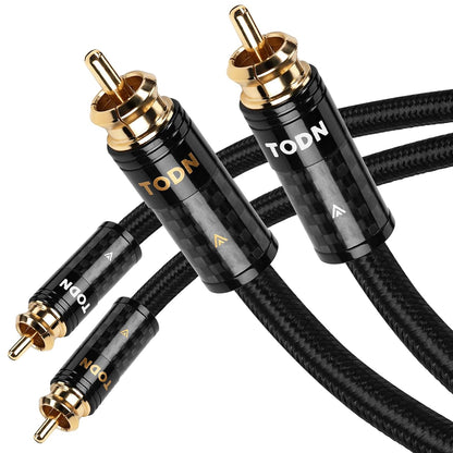 TODN HiFi RCA Cables Audiophile 2 RCA Male to Male Shielded Audio Cable for Home Stereo Systems, Premium Sliver-Plated O-C-C Core (6.5ft/2m, 1 Pair)