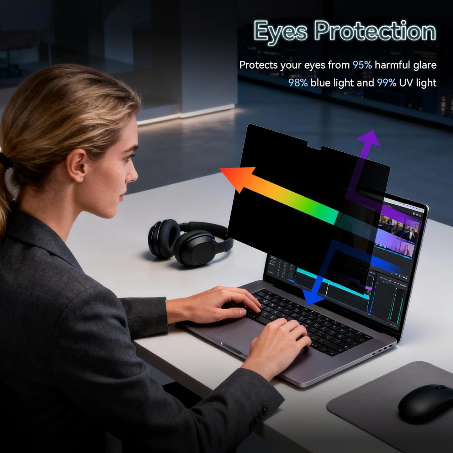 360° Privacy Screen for MacBook Air 13.6/13 Inch (2022-2025, M2, M3, M4), 4 Way Privacy Anti Glare Blue Light Filter Shield Film Anti Spy Laptop Protector for Mac 13.6In Computer