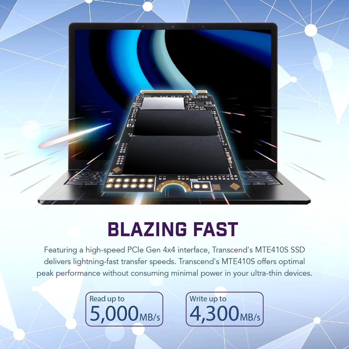 Transcend 2TB M.2 2242 SSD, Up to 5000MB/s, PCIe Gen4x4 NVMe 3D TLC, for Ultra-Thin Laptops, Lenovo Legion Go, Yoga Gen 6, ASUS ExpertBook, ZenBook, Mini PC, DRAM-Less Design for Low Power Consumption