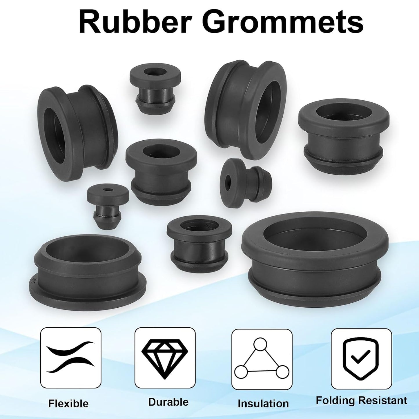 PATIKIL 46.6mm / 1-13/16 Inch Drill Hole,1-9/16 Inch ID Rubber Grommets, 3Pcs Top Hat Grommet for Wiring Eyelet Ring Gasket Automotive Firewall Cable Hole Plugs Wires Protection, Black