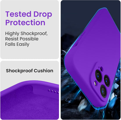 FireNova for iPhone 14 Pro Case, Silicone Upgraded [Camera Protection] Phone Case with [2 Screen Protectors], Soft Anti-Scratch Microfiber Lining Inside, 6.1 inch, Neon Purple