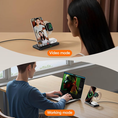 2025 3 in 1 Wireless Charger for iPhone 16 15 14 13 12 11 XR 8, Apple Charging Station for Apple Watch 10/9/Ultra/8/7/SE/6/5/4 & AirPods Series, Wireless Charging Station for Multiple Devices Apple