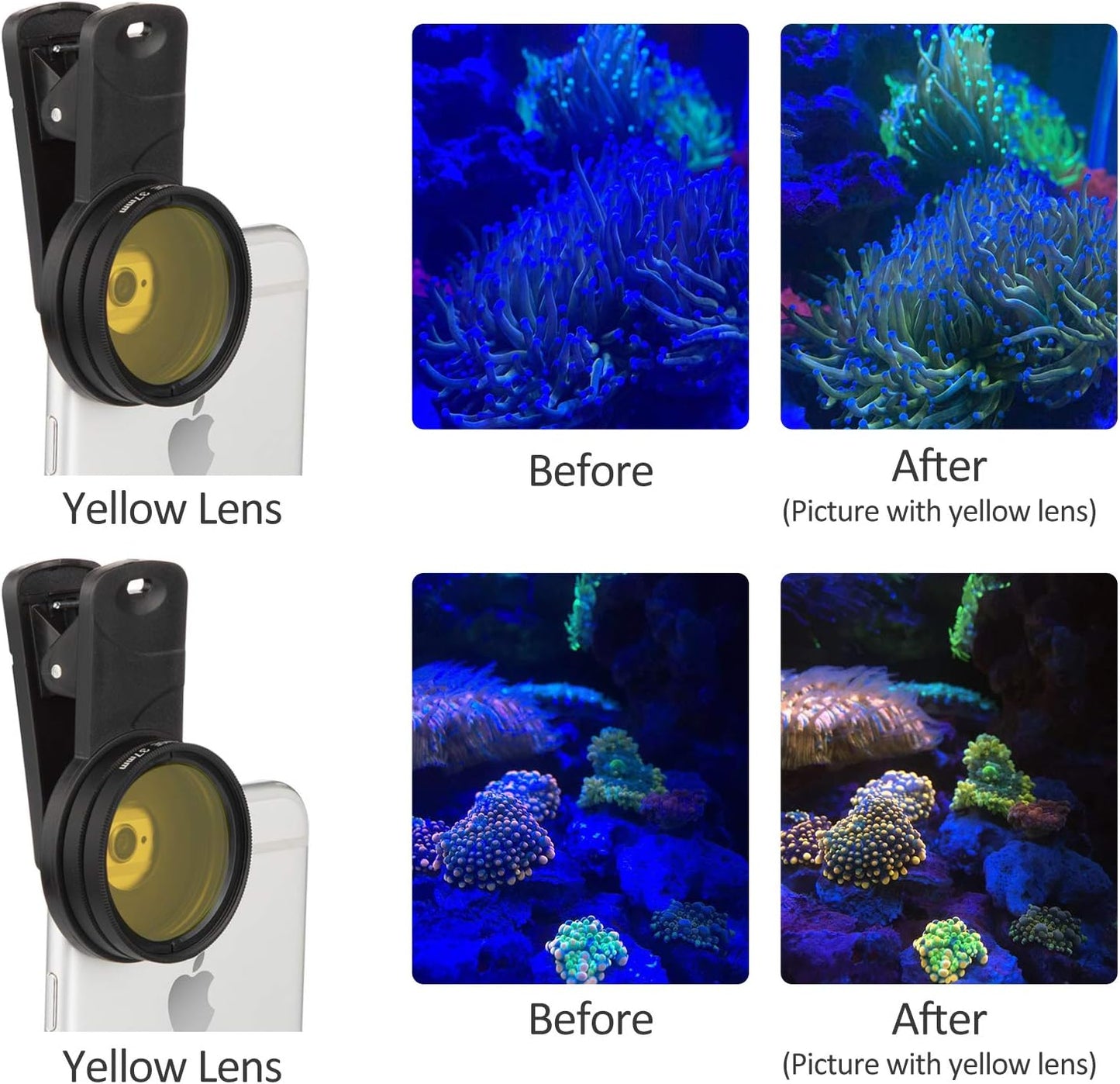 Reef Coral Lens Phone Kits 5 Lenses Kit 1 Dust Shield Case 2 Lens Clips
