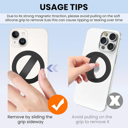 Magnetic Silicone Ring Grip Phone Holder, Loop Grip Phone Holder,Magnetic Phone Loop,Magsafe Phone Grip,Compatible with Magsafe for iPhone 16/15/14/13/12 Series (Black)