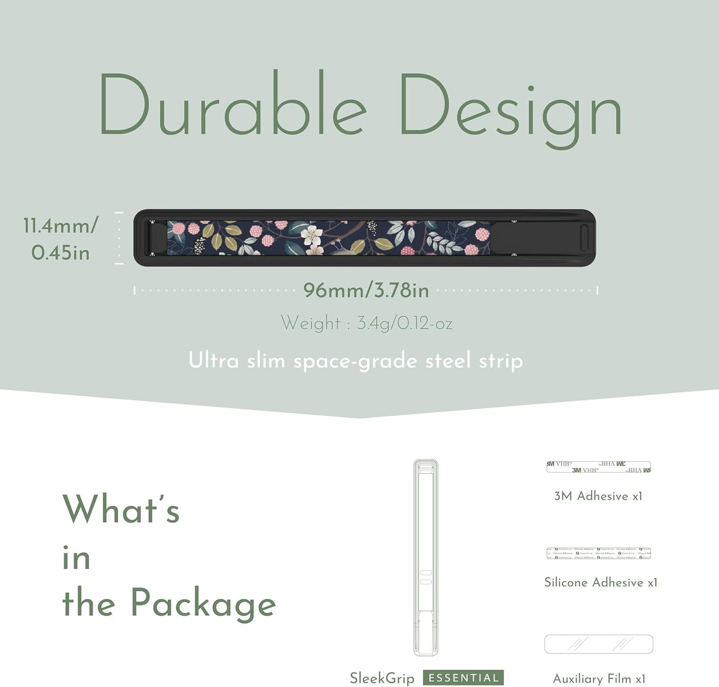 Phone Grip, Ultra Thin Cell Phone Grips Finger Holder Kickstand for Back of Phone, Loopy Case Swappable for Smartphones Wireless Chargers Car Mounts - SleekGrip Essential