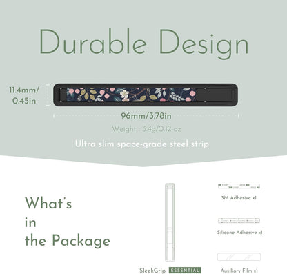 Phone Grip, Ultra Thin Cell Phone Grips Finger Holder Kickstand for Back of Phone, Loopy Case Swappable for Smartphones Wireless Chargers Car Mounts - SleekGrip Essential