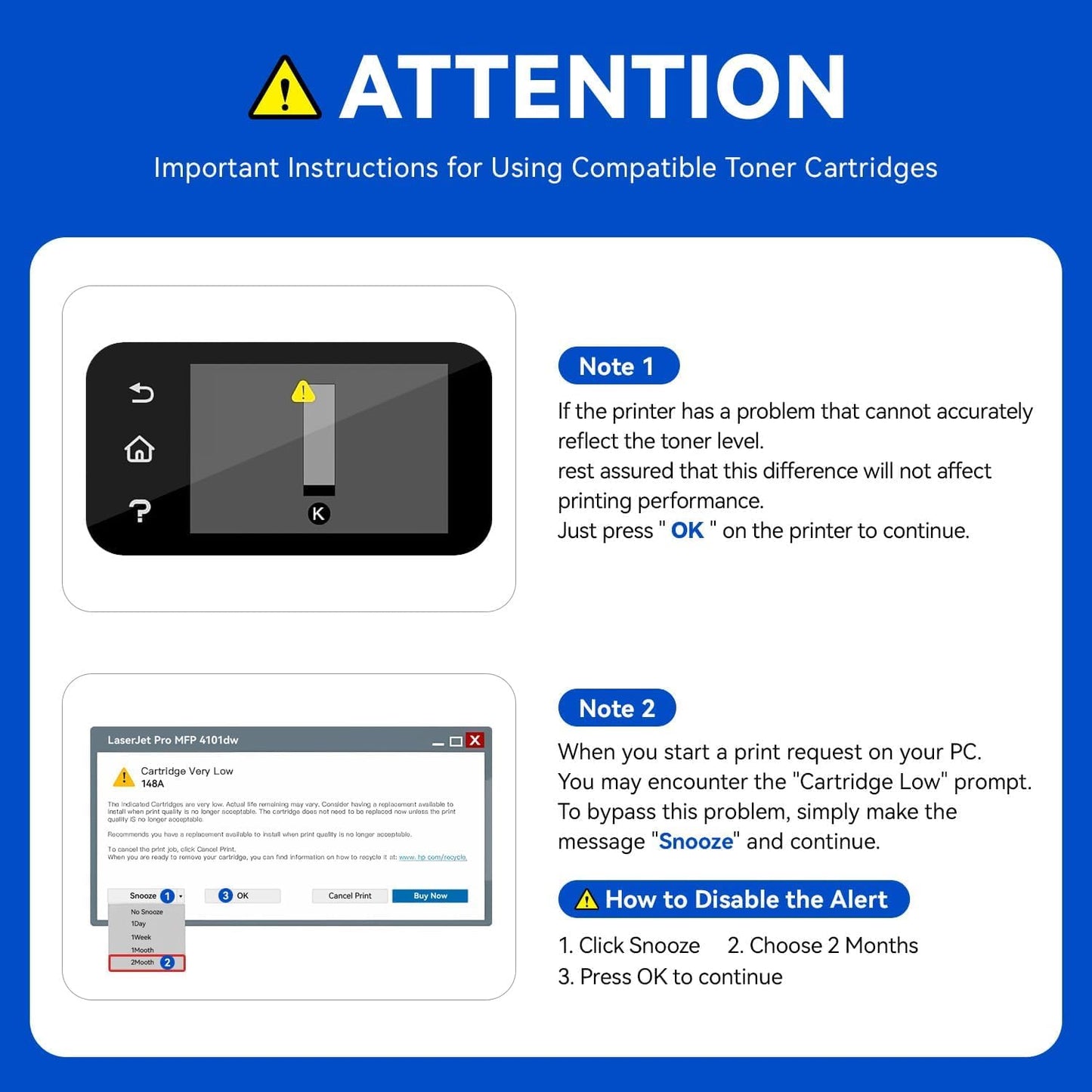 148X Black Toner Cartridge High Yield with chip 2-Pack Replacement for HP 148X W1480X 148A W1480A Compatible with HP LaserJet Pro MFP 4101dw 4101fdn 4101fdw 4001dn 4001dw 4001n Printer Ink 4001 4101 e