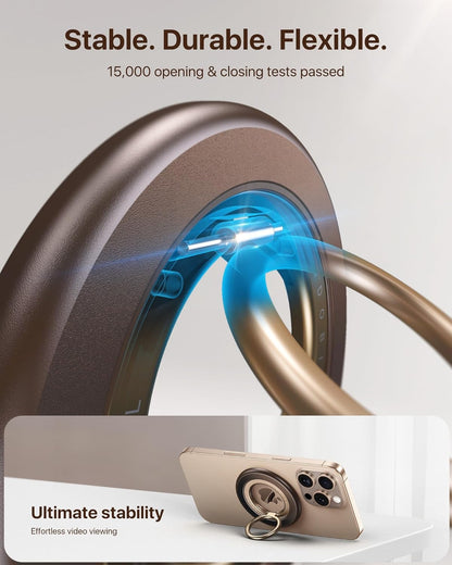 andobil [2025 Upgraded] Double-sided Magnetic Phone Grip for MagSafe [Sability Max] Strong Magnetic Phone Ring Holder Compatible with MagSafe Accessories, iPhone 16 Plus 15 14 13 12 Pro Max Mini Brown