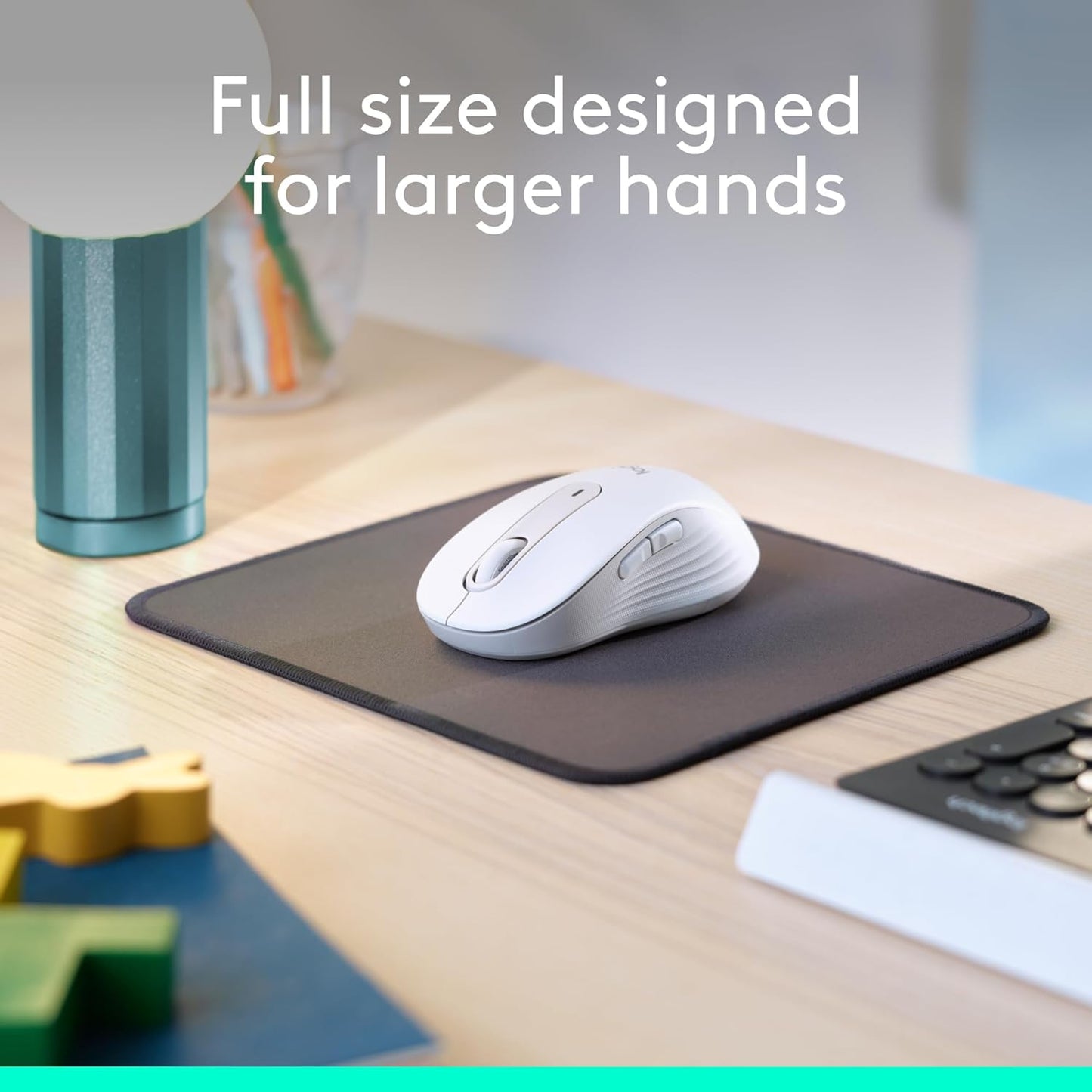 Logitech Wireless Mouse Signature M650 L Full Size - Large Hands, 2-Year Battery, Silent Clicks, Customizable Buttons, Bluetooth, PC/Mac/Chromebook - Off White, Right-Handed, Large