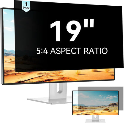 Mamol 19 Inch Computer Privacy Screen Filter for 5:4 Widescreen Monitor, Removable Eye Protection Anti Glare Spy Blue Light Filter Privacy Shield, Anti Scratch Screen Protector Film 19 In