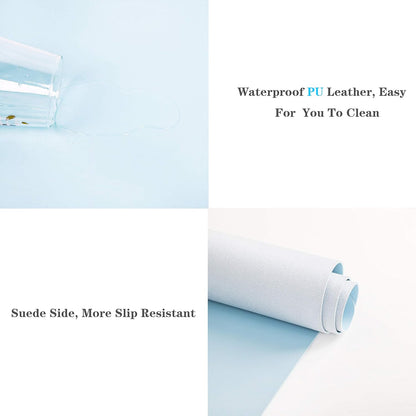 YSAGi Non-Slip Leather Desk Pad L Size, Waterproof Laptop Computer Desk Keyboard Mat, Table Protector Blotter Mat, Large Mouse Pad for Office/Work/Home/Decor(Sky Blue, 35.4" x 17")