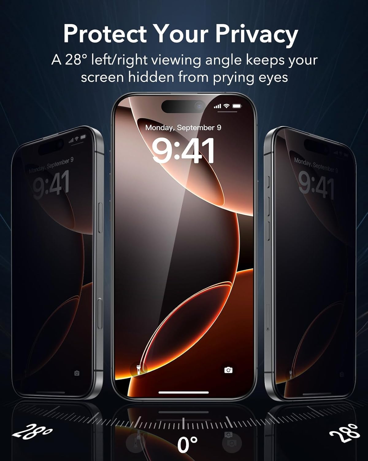 ESR 3 Pack 9H+ Glass for iPhone 16 Pro Max Privacy Screen Protector, [Military Grade Shatterproof & Longest Durable] Armorite Anti-spy Tempered Glass with UltraFit Tray