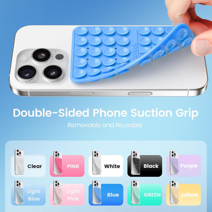 Klearlook Silicone Suction Cup Phone Case Mount Double Sided, Silicon Sticky Phone Grip with Higher Suction for Cell Phone, Hands-Free Phone Accessories Holder for Selfies and Videos, Navy Blue