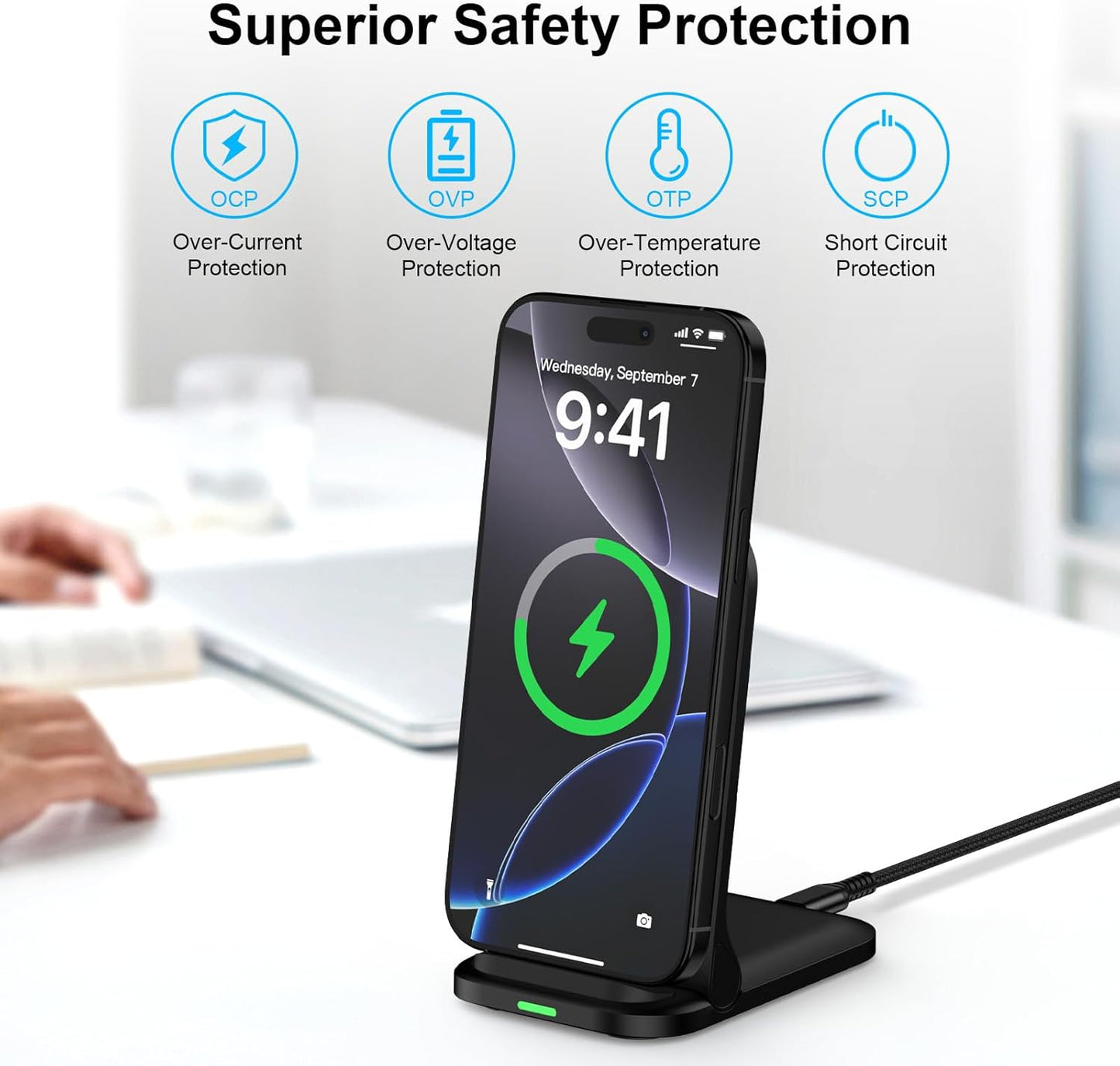 Wireless Charger Stand Samsung Wireless Charger Fast Charging Foldable Phone Android Charging Station for Samsung Galaxy S25 Ultra S24 S23 S22 S21 S20,iPhone 16e 16 Pro Max 15 14 with Adapter