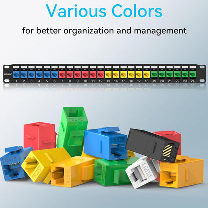 CAT6 RJ45 Keystone Coupler (24 Pack), Cat6 Keystone Jack Female to Female, Cat 6 Inline Keystone Jacks for Wall Plate & Patch Panel, RJ45 Ethernet Coupler White