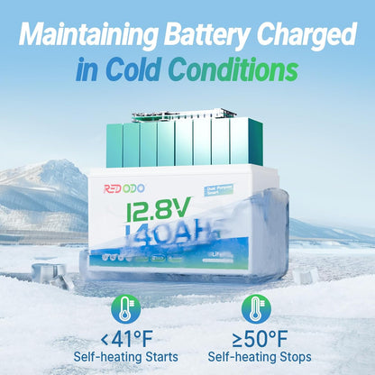 Redodo 12V 140Ah Dual Purpose Lithium Marine Battery, 1000CCA Group 31 Bluetooth Starting Battery with Self Heating, 2 Pack