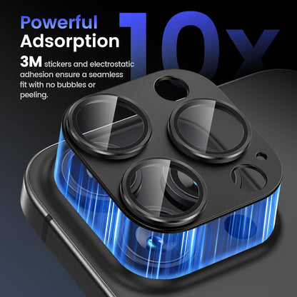 Tensea for iPhone 16 Pro/iPhone 16 Pro Max/iPhone 15 Pro/iPhone 15 Pro Max Camera Lens Protector, Metal Aluminum Alloy Tempered Glass Cover Camera Screen Protector Accessories, Case Friendly