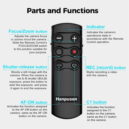 Wireless Shutter Release Camera Remote Control for Sony A7C,A7III,ZV-1,ZV-E10,ZV-1F,A6100,A6400,A6700,A7IV,RX100 VII,A9,A9 II,DSC-RX0 II,DSC-RX100 VII; Replace RMT-P1BT