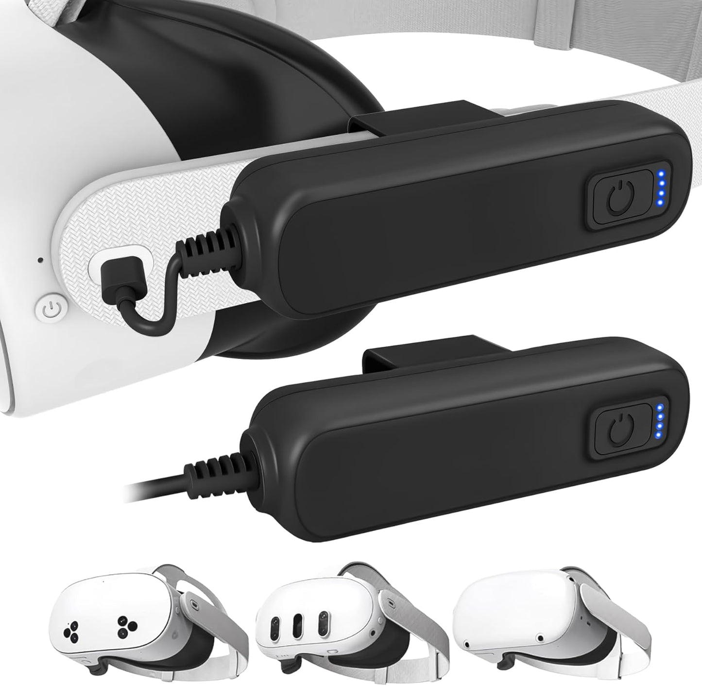2-Pack 5000mAh Battery Pack for Meta/Oculus Quest 3S/3/2, 18W PD Fast VR Charger, Extended 4-8H Playtime, Dual Fast Charging, Clip-On Power Banks, Lightweight & Safe, Meta Quest 3S/3/2 Accessories