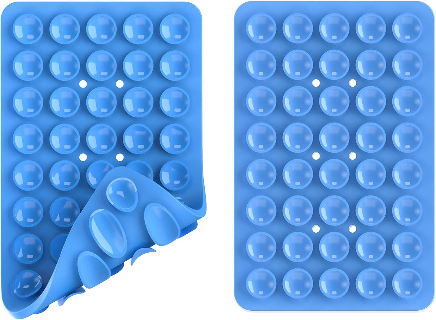 2PACK Silicone Double Sided Suction Phone Case Mount, Detachable Hands Free & Strong Grip Holder for Selfies & Videos, Compatible iPhone Android (Blue, 2Pack 40 Suction Cups)