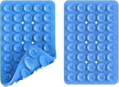 2PACK Silicone Double Sided Suction Phone Case Mount, Detachable Hands Free & Strong Grip Holder for Selfies & Videos, Compatible iPhone Android (Blue, 2Pack 40 Suction Cups)