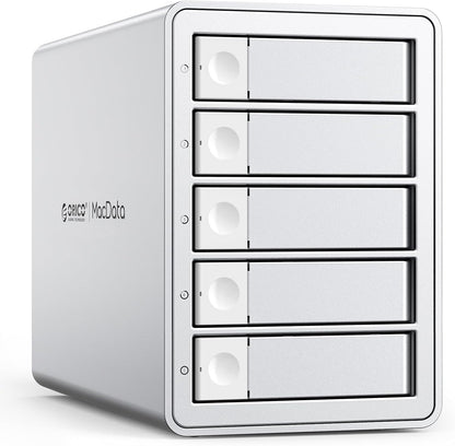 ORICO Daisy-Chain 5-Bay Hard Drive Enclosure External USB 3.2 Gen 2 Aluminum Das Enclosure Support 22TB and Expansion Max Up to 330TB for 3.5-inchs HDD -9958C3