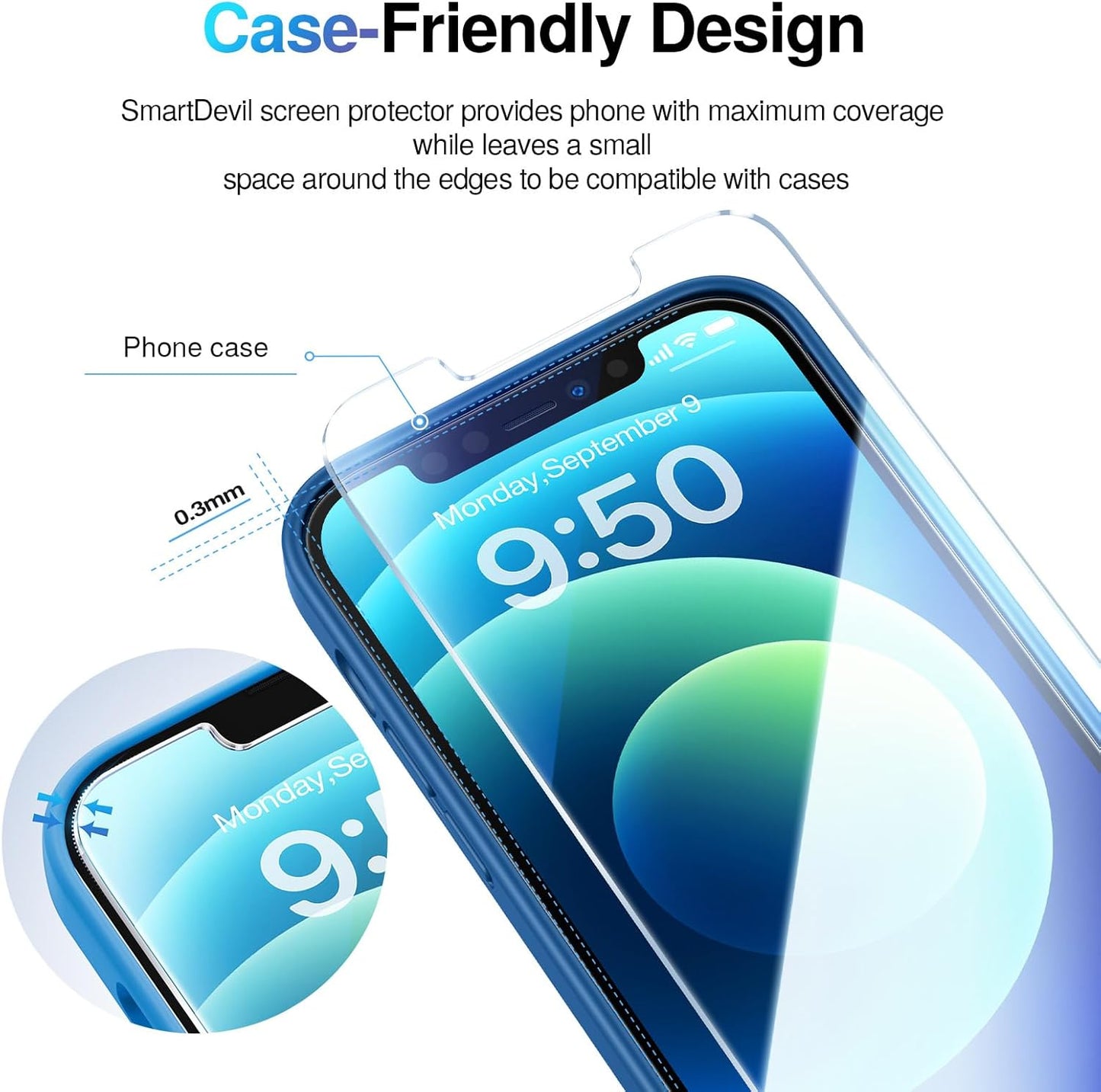 SMARTDEVIL 2 Pack Screen Protector for iPhone 12 / iPhone 12 Pro (6.1 Inch) Tempered Glass, HD Clear Film, Easy Installation, Dust-Free & Bubble-Free