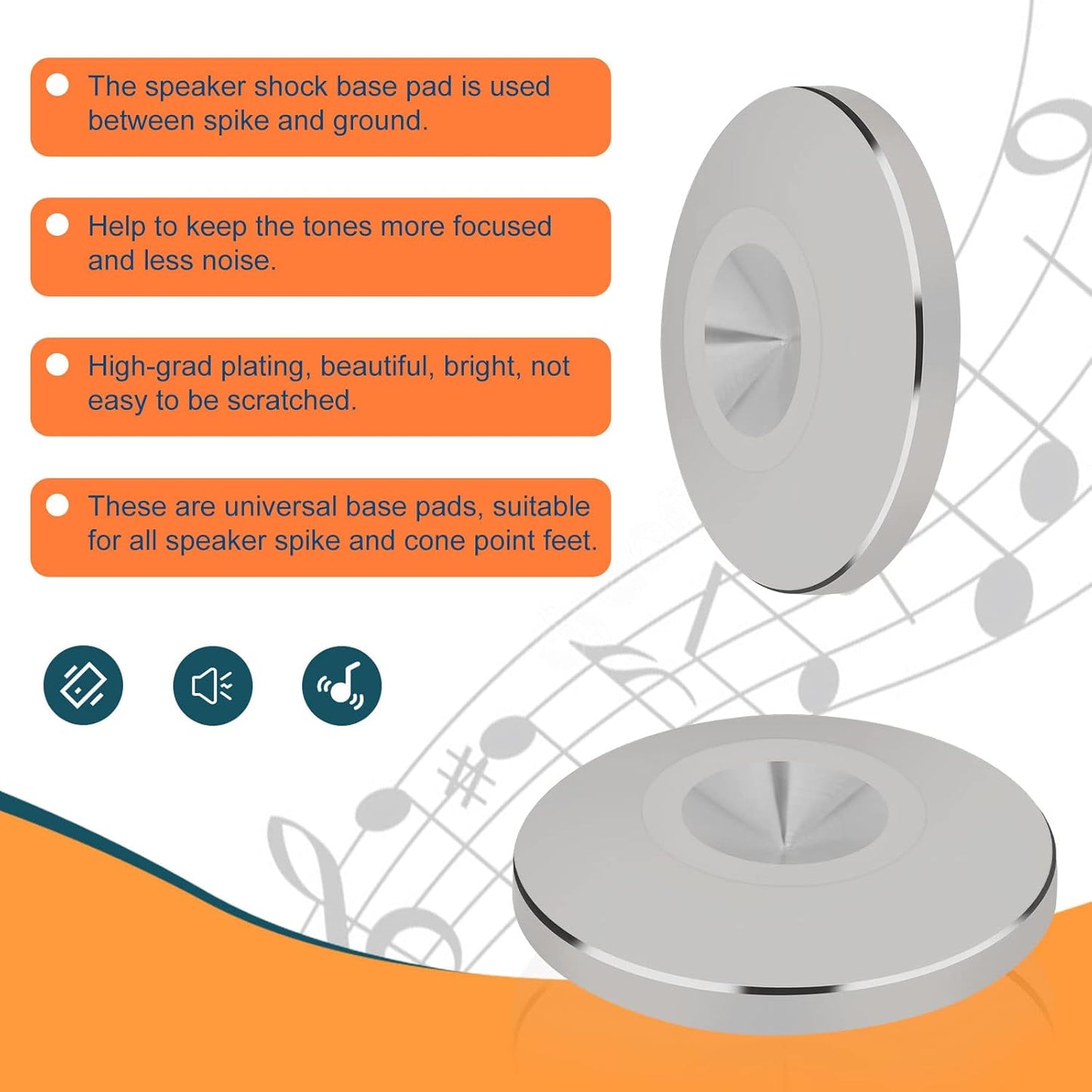 Preffair 4Pcs Stainless Steel Audio Speaker Spike Pads Mats Speaker Isolation Stand Feet Cone Shock Floor Protector Base for HiFi Turntable Subwoofer Loudspeaker Amplifier CD DVD Player