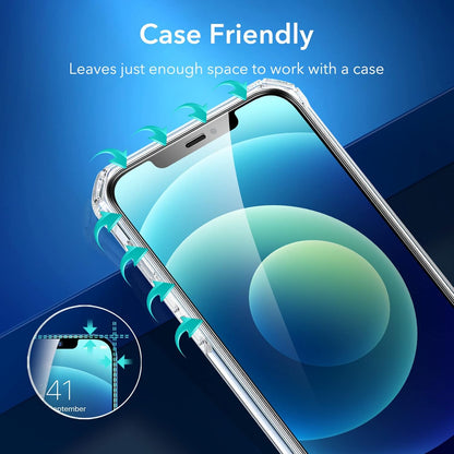 ESR 3 Pack for iPhone 12, iPhone 12 Pro Screen Protector, HD Clear Tempered Glass Scratch Resistant with Easy Installation Frame compatible with iPhone 12/12 Pro 6.1", Case-Friendly