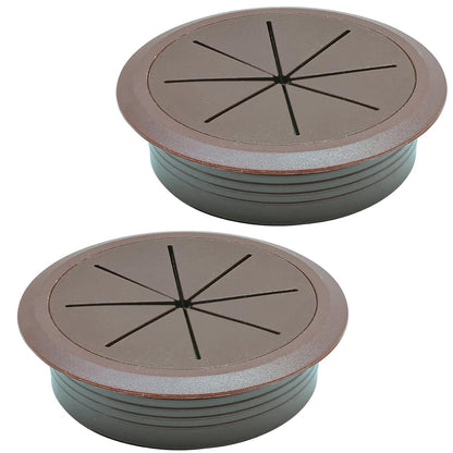 Desk Grommet 3-1/8" (80 mm), Desk Hole Cover for Cables Coffee, Cable Grommet ABS Plastic, Desk Hole Grommet for Office and Home Table Cable, Detachable & Flexible Cable Cord Organizer-2 Pcs