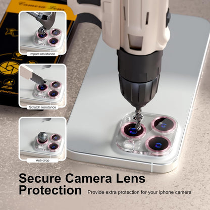 beuxece for 6 Pack iPhone 15 Pro/iPhone 15 Pro Max Camera Lens Protector [Drop Protection] [Case Friendly] [Easy Installation] 9H Tempered Glass Camera Screen Protector Cover, CD Pink