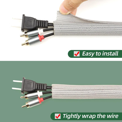 Split Wire Loom Tubing, Cable Protector Sleeve, Braided Cable Management for TV/Computer/Home Theater/Engine Bay, Cord Protectors from Pets No Chew (Grey, 1/8"-10ft)