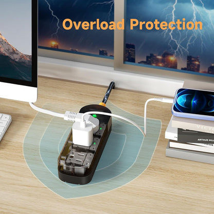 Surge Protector Power Strip, Covozon 3 Outlets 6ft Extension Cord, 1875W Outdoor Power Strip Weatherproof, Mountable Small Power Strip for Home, Outdoor, Travel.