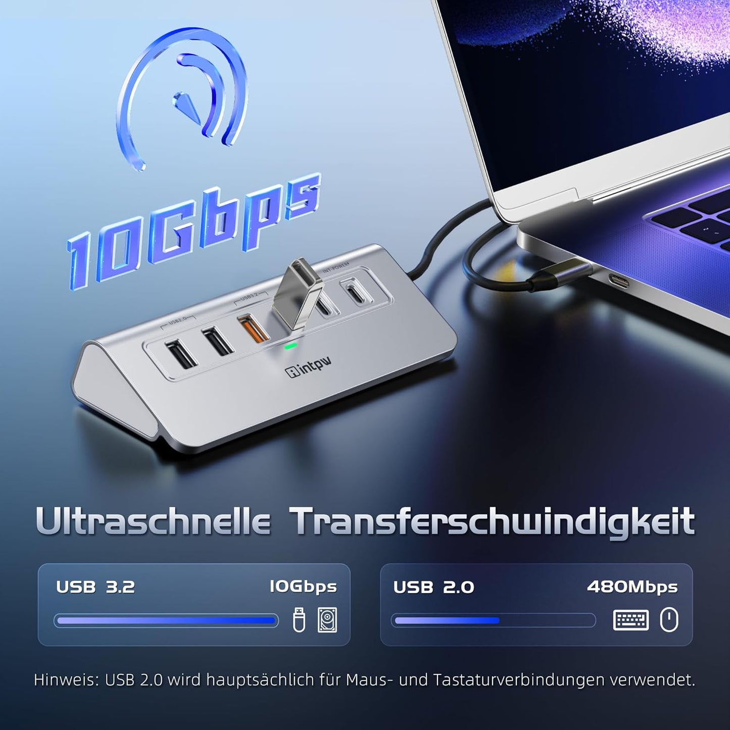 USB C Hub Ethernet, 10-in-1 USB Docking Station 10Gbps with 4K@60Hz HDMI, USB C and 2 USB A 3.2 Data, LAN, 2 USB A 2.0, PD 100W, SD/TF Ports, Powered USB Hub for Laptop, PC, iPhone 16/15, Mac