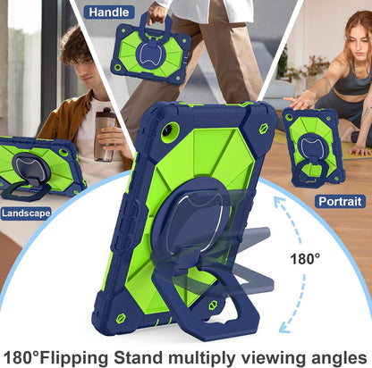Scnoiy for Galaxy Tab A9 Plus Case 11 Inch, Rugged Case for Samsung Galaxy A9+ Tablet Case with Screen Protector 360 Rotating Stand Shoulder Strap Pen Holder, 2023 Model(SM-X210/X216/218), Navy Green