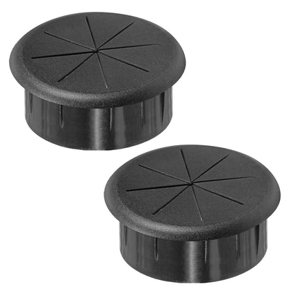 2" Black Desk Grommet, JTemgle Flexible Cable Grommet Rubber Cable Hole Cover Wire Organizer Caps Desktop Cord Management for Home Office TV Stands Tabletops, 2 Pieces