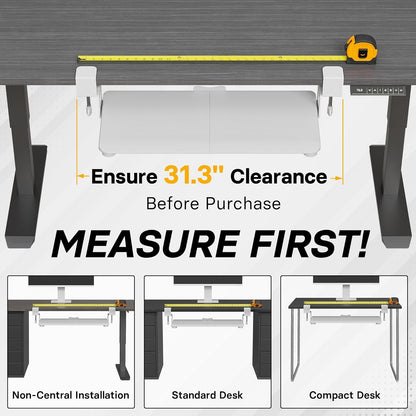 BONTEC KMT01 Under Desk Keyboard Tray, Pull-Out Keyboard & Mouse Platform with C-Clamp, 25.6 x 11.8 in Space-Saving Ergonomic Slide-Out Drawer, White