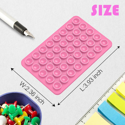 2PACK Silicone Double Sided Suction Phone Case Mount, Detachable Hands Free & Strong Grip Holder for Selfies & Videos, Compatible iPhone Android (2Pack Pink, 40 Suction Cups)