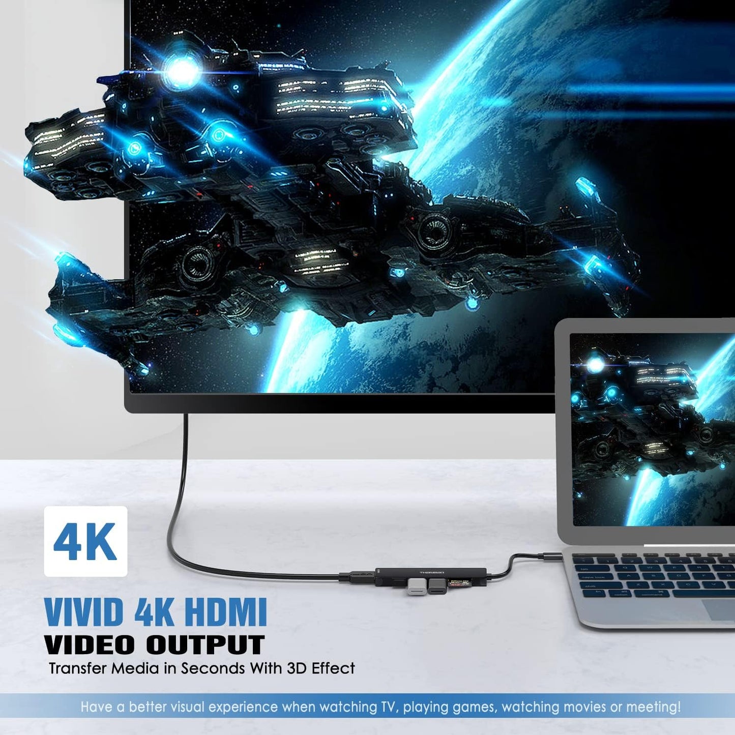 USB C Hub Multiport Adapter USB C Dongle for MacBook Pro, 7 in 1 Dongle USB-C to HDMI, 3 USB 3.0 Ports, SD/TF Card Reader Compatible for MacBook Pro, XPS More Type C Devices