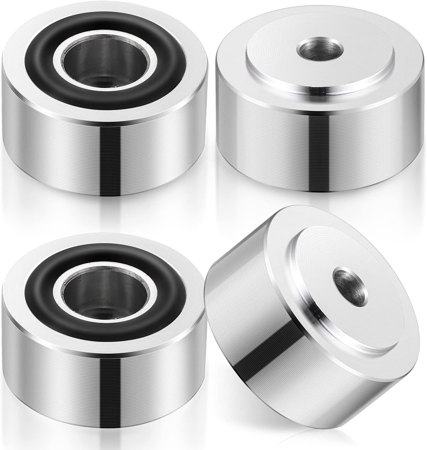 Facmogu 4PCS Silver Aluminum Alloy Speaker Isolation Feet, Turntable Isolation Pad for Reduce Vibration & Resonance, Speaker Spike Pads with Non-Slip Rubber Ring for Amplifier HiFi Devices Recorder CD