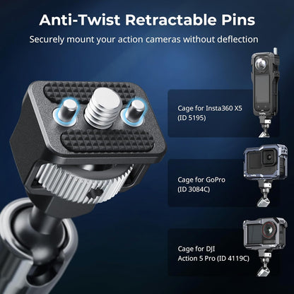 SMALLRIG 7 Inch Magic Arm with Crab-Shaped Clamp, Arm with 1/4"-20 Screw and Retractable Pins, for Action Cameras, Monitors, Video Lights, and Microphones - 5310