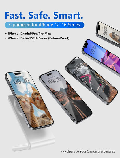 Mag.Safe Charger - iPhone Charger Stand, Magnetic Fast Wireless Charger for iPhone 16/15/14/13/12 Series - White