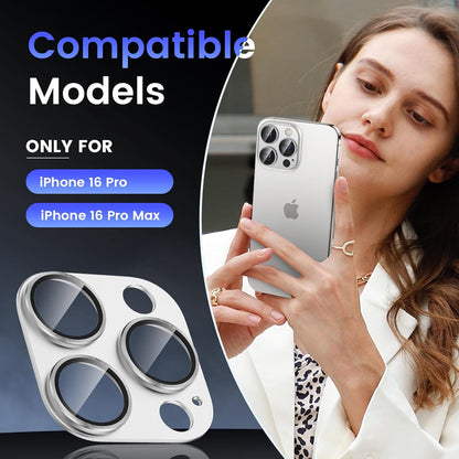 Tensea for iPhone 16 Pro/iPhone 16 Pro Max/iPhone 15 Pro/iPhone 15 Pro Max Camera Lens Protector, Metal Aluminum Alloy Tempered Glass Cover Camera Screen Protector Accessories, Case Friendly